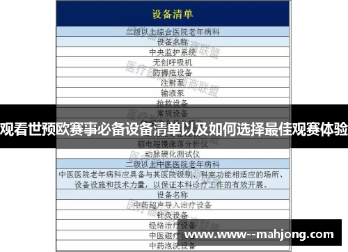 观看世预欧赛事必备设备清单以及如何选择最佳观赛体验 观看世预欧赛事必备设备清单以及如何选择最佳观赛体验