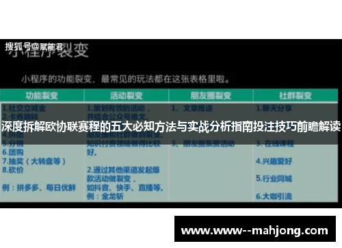 深度拆解欧协联赛程的五大必知方法与实战分析指南投注技巧前瞻解读